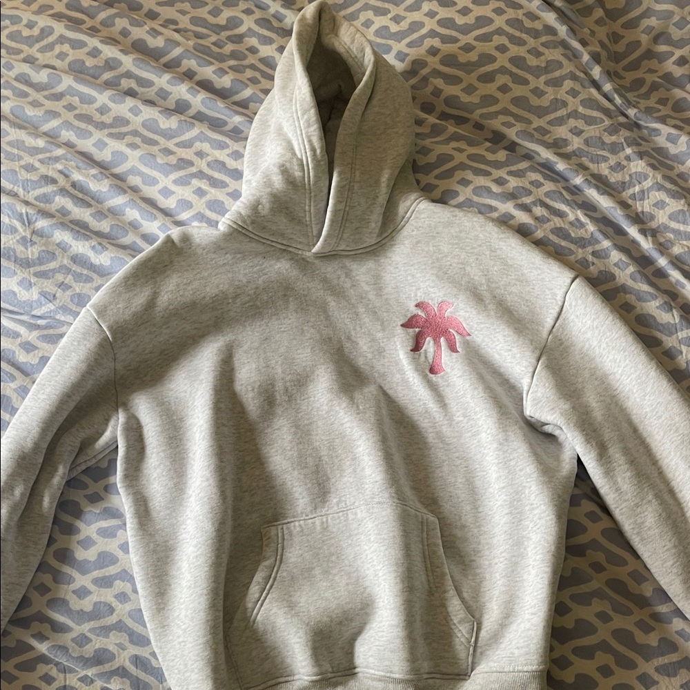 pink palm puff sweatshirt